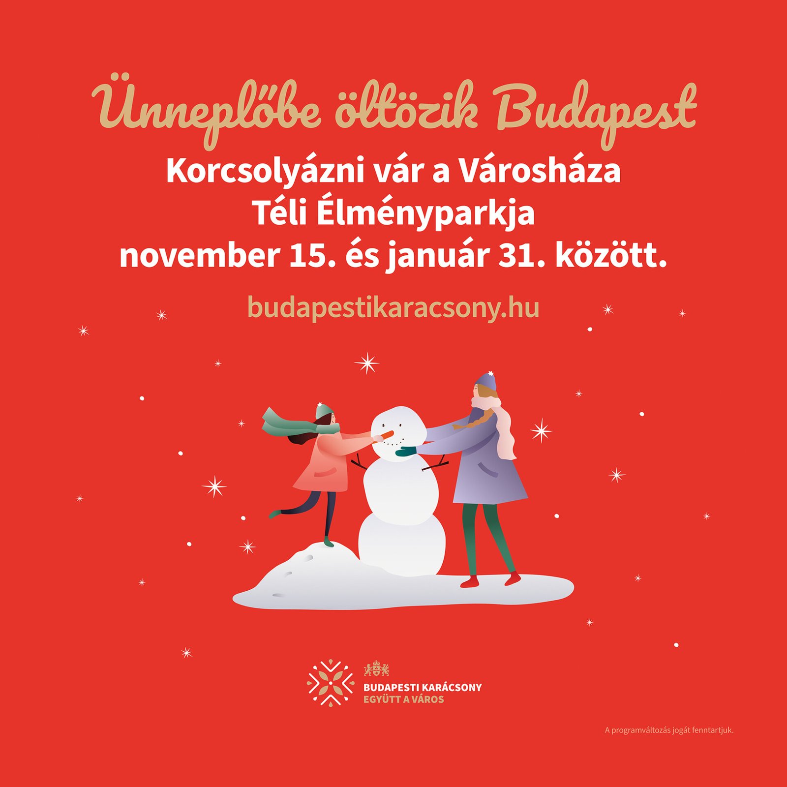 Jégpályával nyitja meg kapuit november 15-én a főváros téli ünnepe, a Budapesti Karácsonyi Vásár és a Városháza Téli Élménypark.